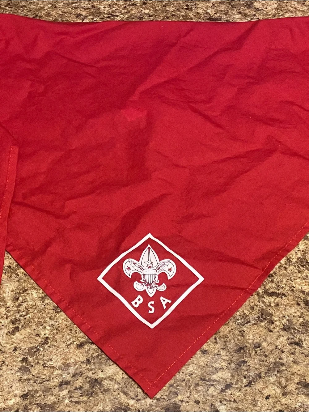 BSA Red Scout Neckerchief with White Emblem